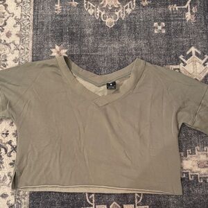 Olive Green V-Neck Crop Top